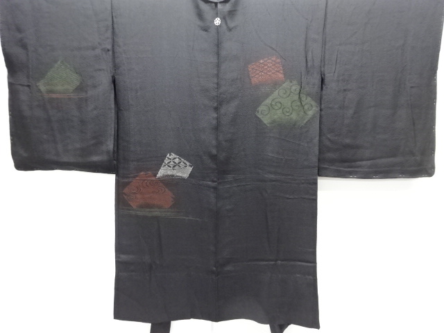 JAPANESE ANTIQUE HAORI / TAISHO ROMAN STYLE / KINSHA / URUSHI / WOVEN ARABESQUE